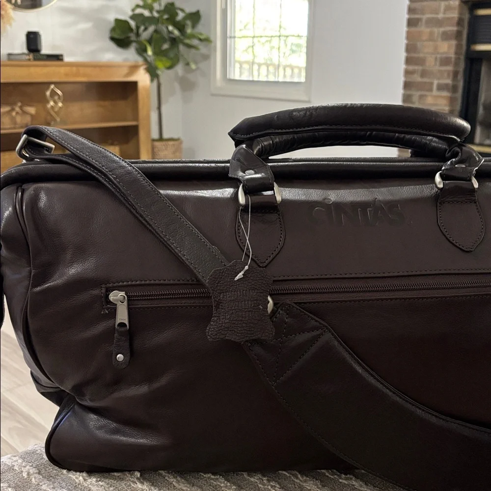 Cintas Brown Large Cowhide Leather Men’s Duffle Travel Weekend Bag Leather Bag‎